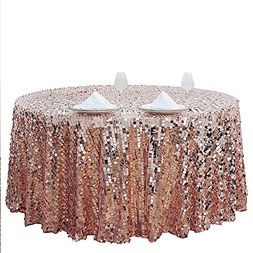 Balsacircle 120-Inch Blush Big Payette Round Xl Sequin Tablecloth Table Linens Wedding Party Events Decorations Kitchen Dining